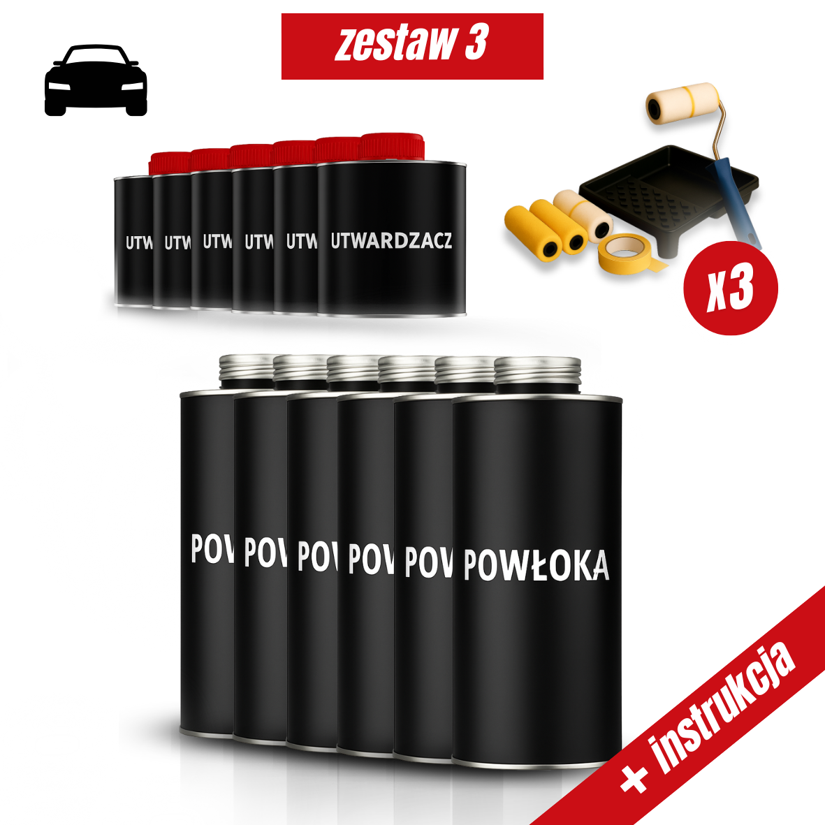 Zestaw do malowania auta wałkiem